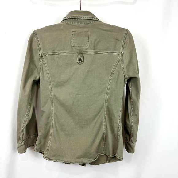Abercrombie & Fitch Kids Girls Sz M 8/10 Olive Green Button Up Flannel Shirt Y2K - Picture 5 of 11